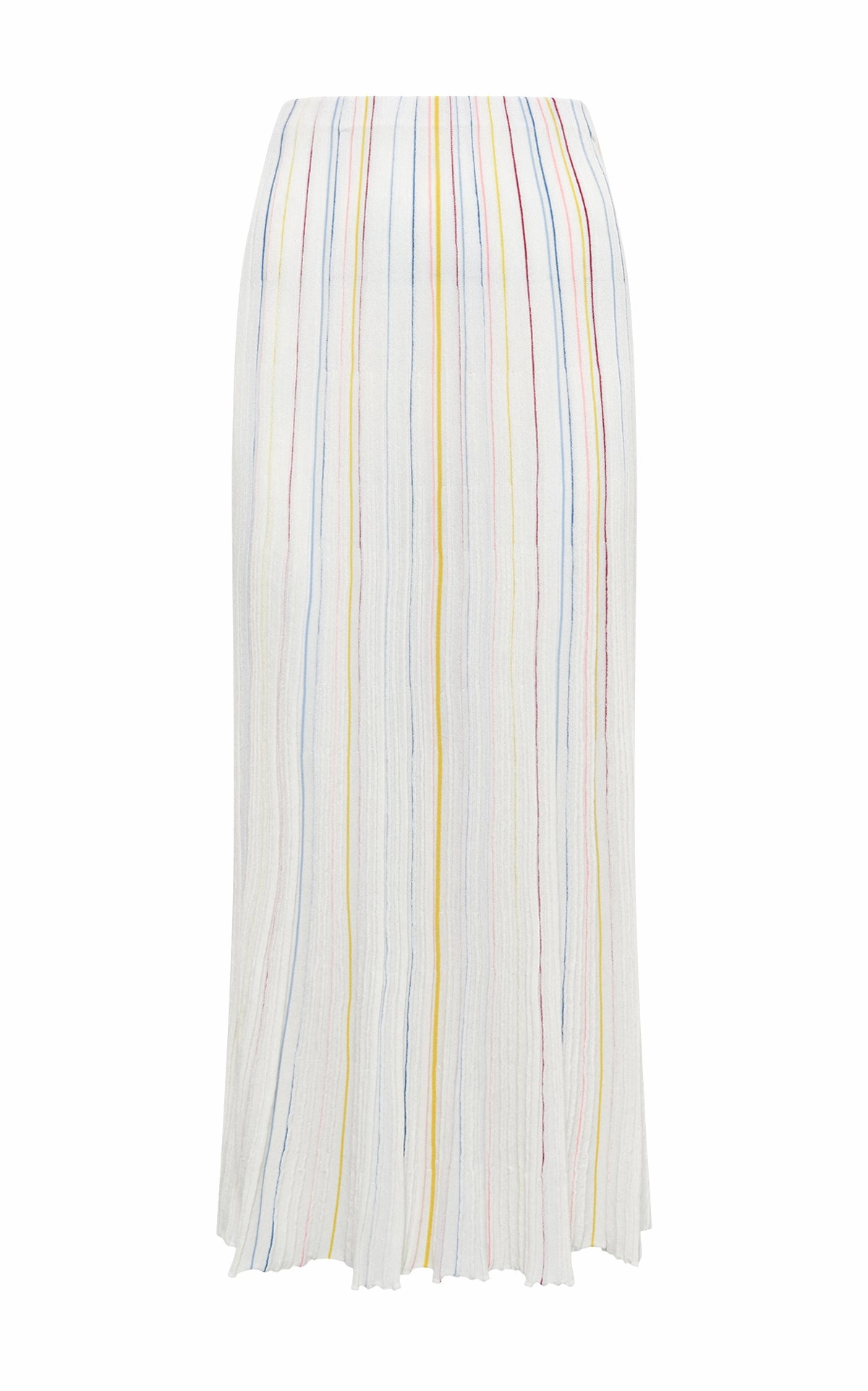 Cool Details Celeano Pinstripe Knit Midi Skirt in Ivory Multi Merino Wool