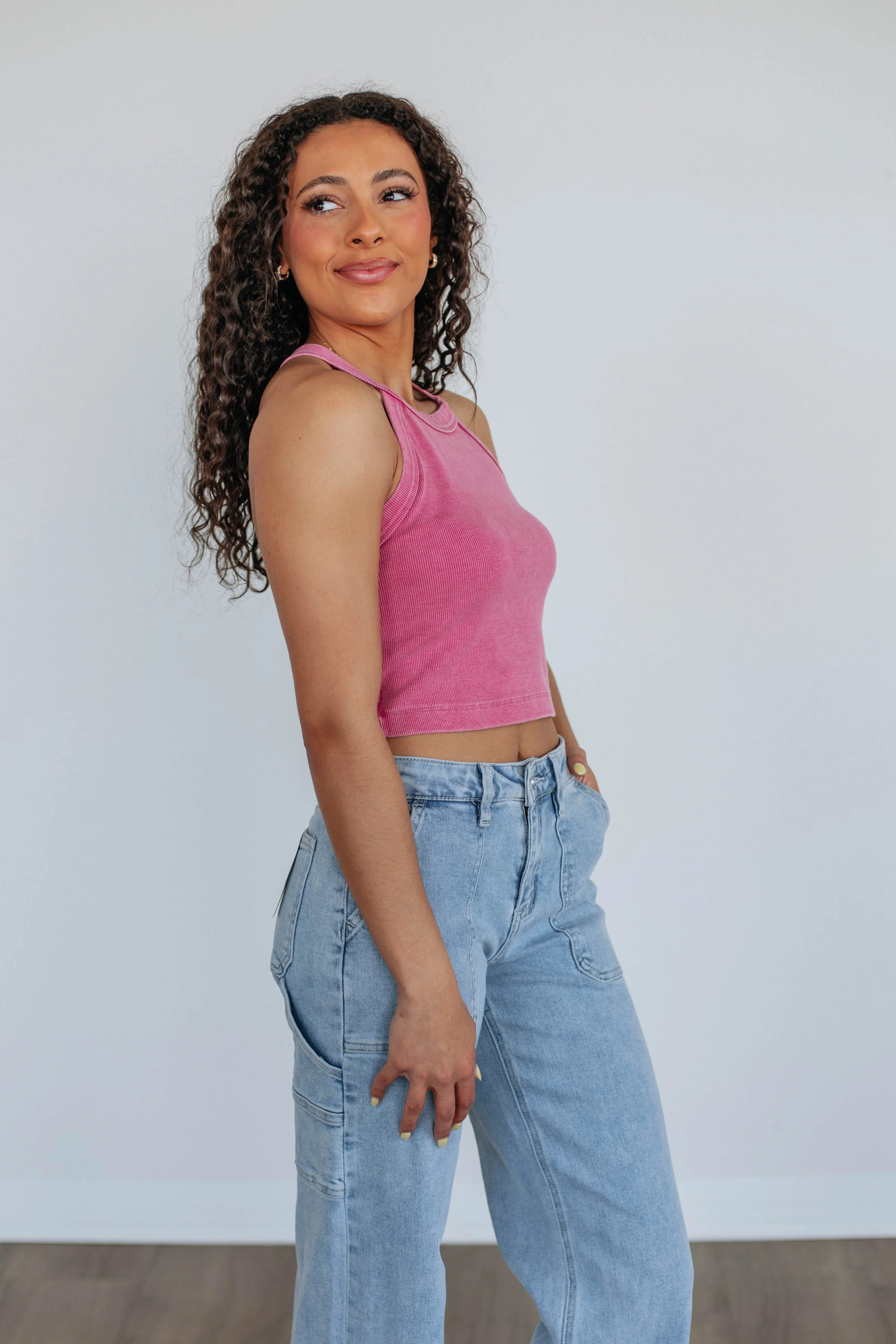 Chann Ribbed Tank - Berry Travel Flexible Abrasion resistant