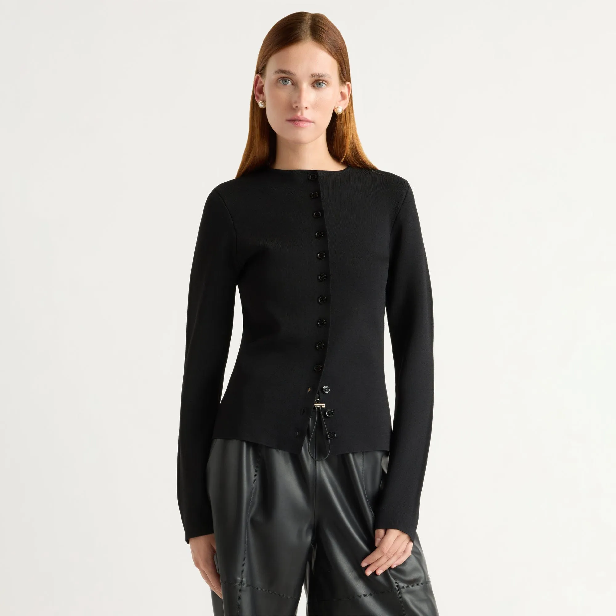 Charla Button Crew-Neck Sweater Low Impact Production