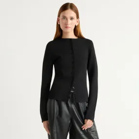 Charla Button Crew-Neck Sweater Low Impact Production