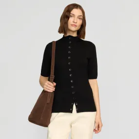 Charlotte Wool Button Short-Sleeve Sweater Smart Style Functional Layers