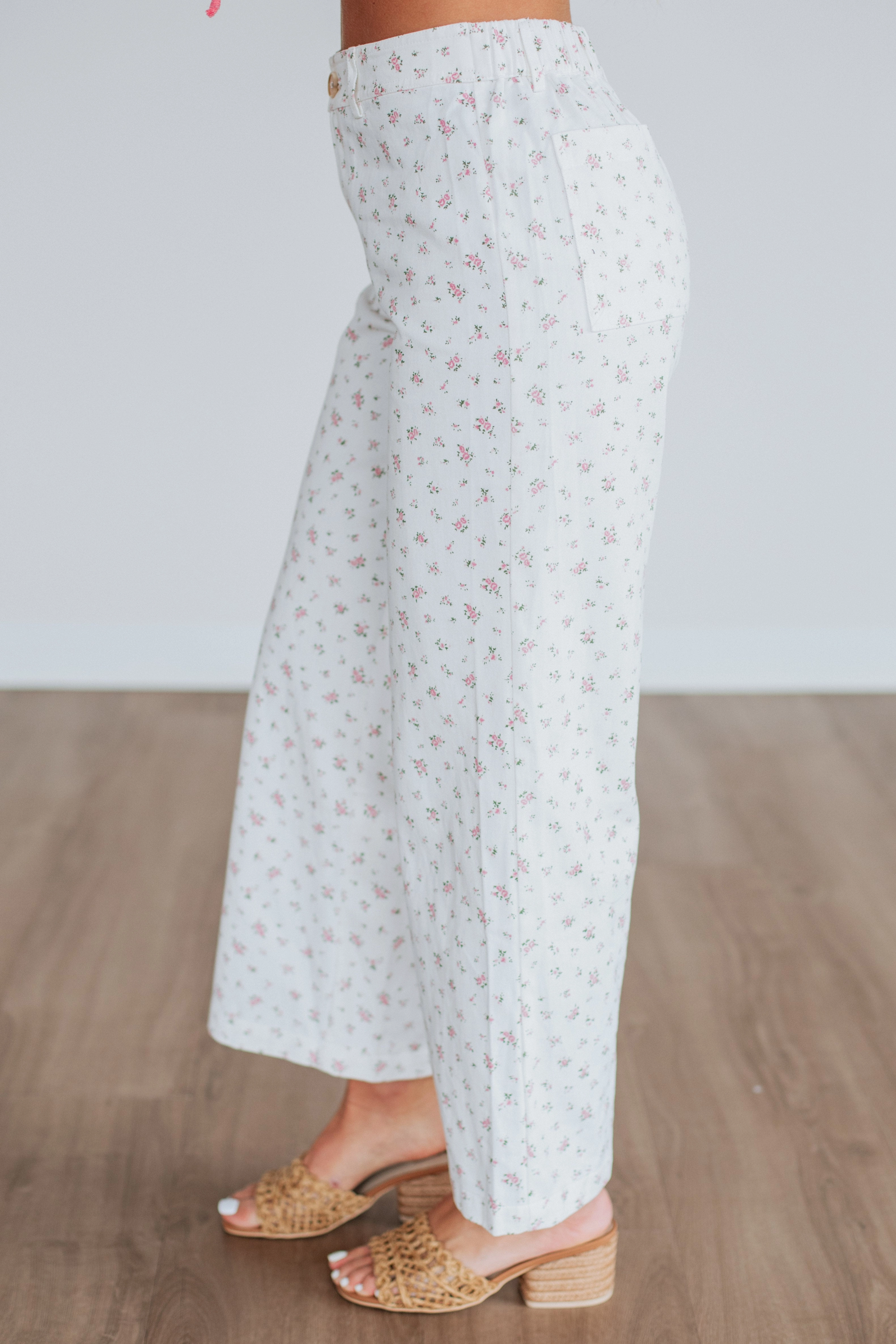 Cheyla Floral Pants - Ivory Mix Stain Resistant Weave