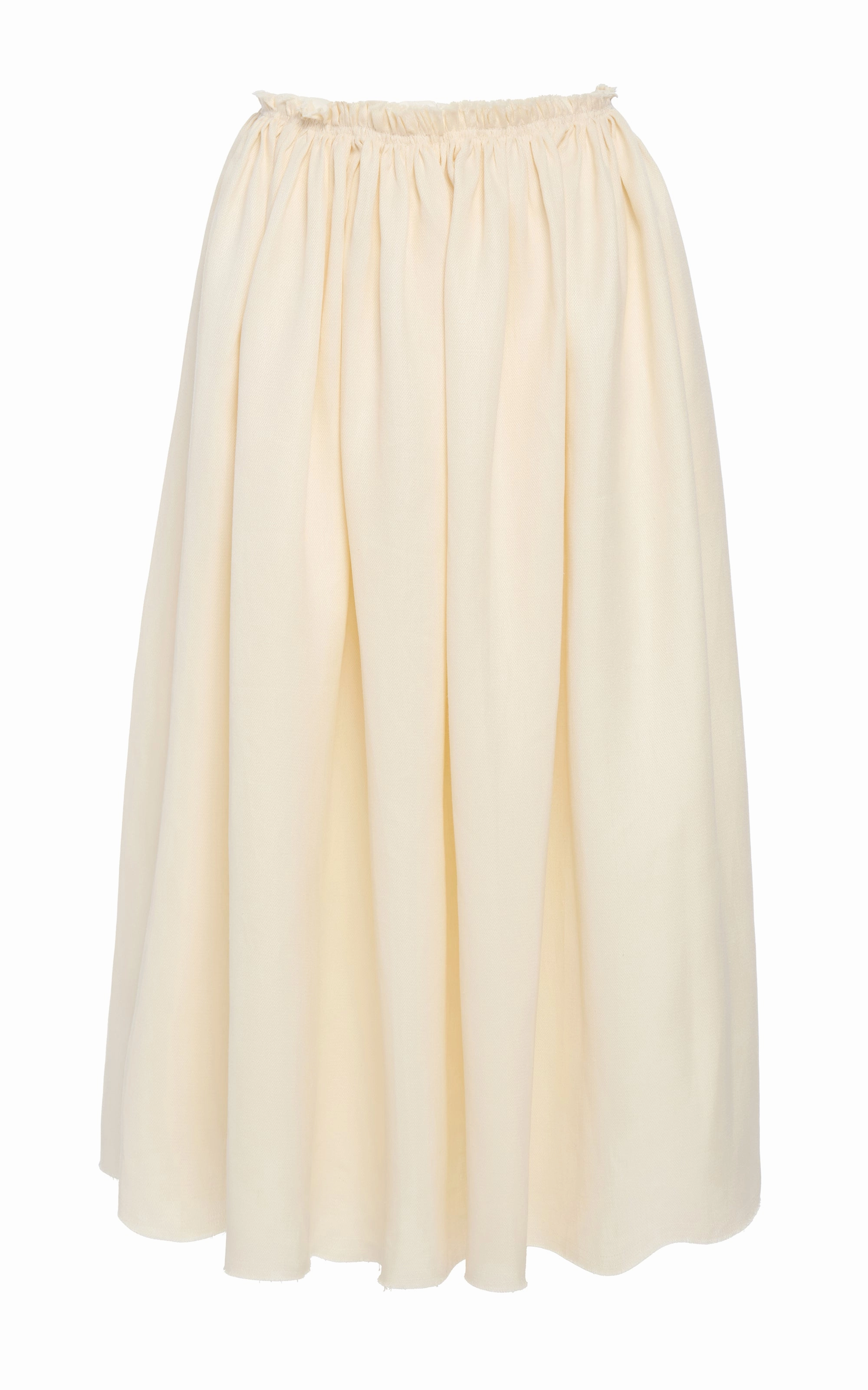 Fresh Fit Contemporary Mood Chiara Pleated Midi Skirt in Ivory Textured Linen