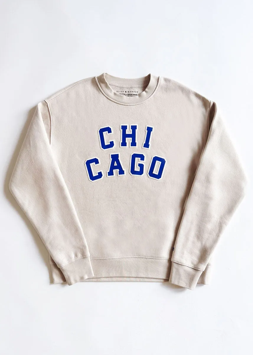Chicago Varsity Sweatshirt - Ivory & Blue Soft comfort layer