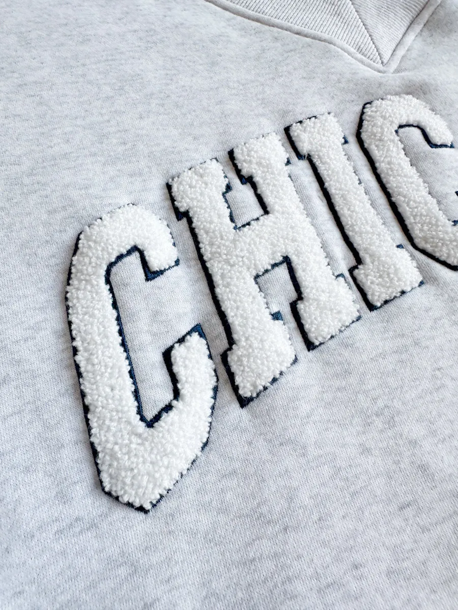 Chicago Boucle V-Neck Sweatshirt - Heather Grey Breathable mesh Light Reflective Yarn