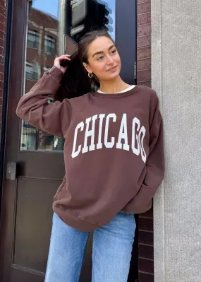 Chicago Classic Crew Sweatshirt - Vintage Chocolate Fashionable Wear Heathered Effect