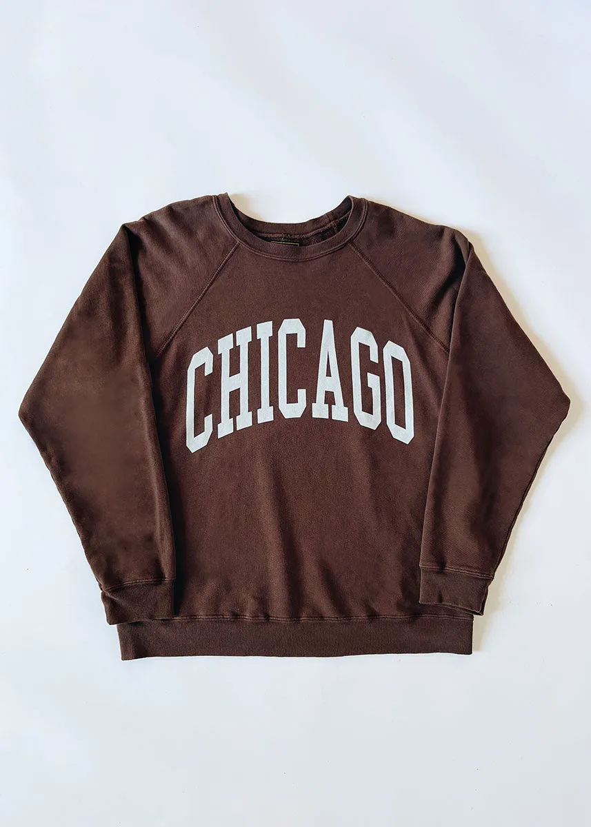 Soft Layering Lightweight Merino Chicago Classic Crew Sweatshirt - Vintage Chocolate