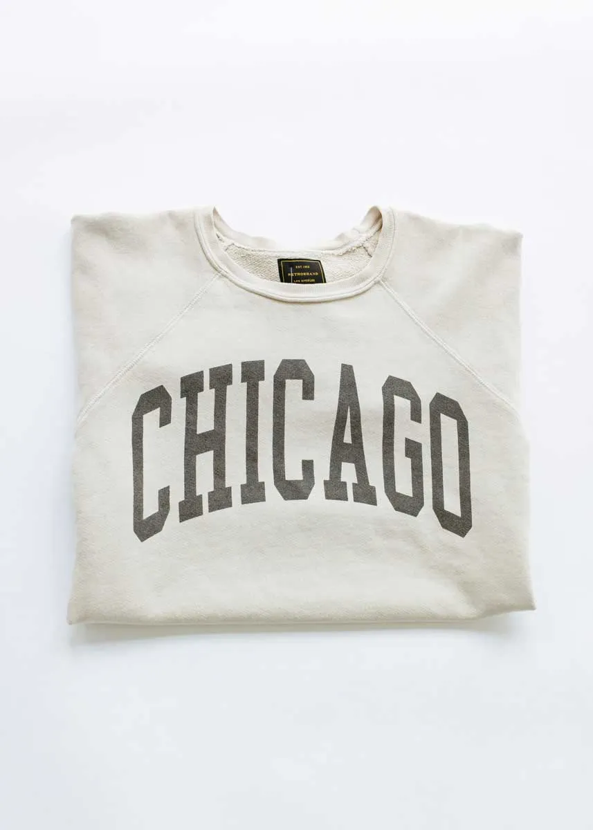 Chicago Classic Crew Sweatshirt - Vintage Stone Reinforced Shoulder Design Soft Warmth