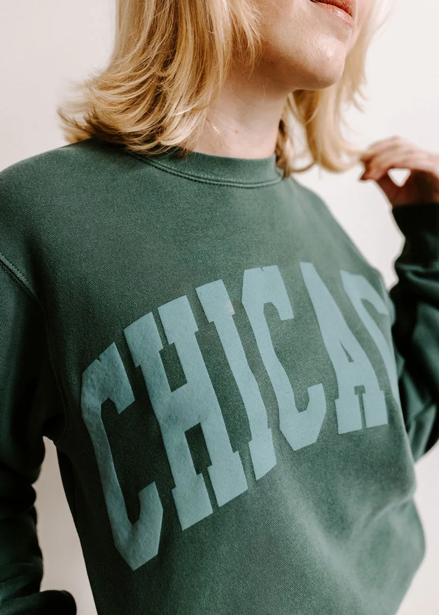 Reinforced Shoulder Seams Cozy Comfort Chicago Collegiate Puff Sweatshirt - Alpine