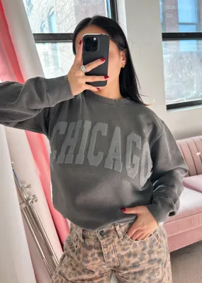Chicago Collegiate Puff Sweatshirt - Black Perfect Layering Snuggly Feel