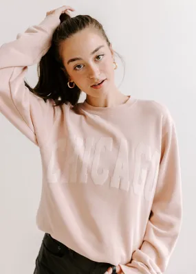 Zero Waste Production Comfort Knitwear Chicago Collegiate Puff Sweatshirt - Dusty Pink