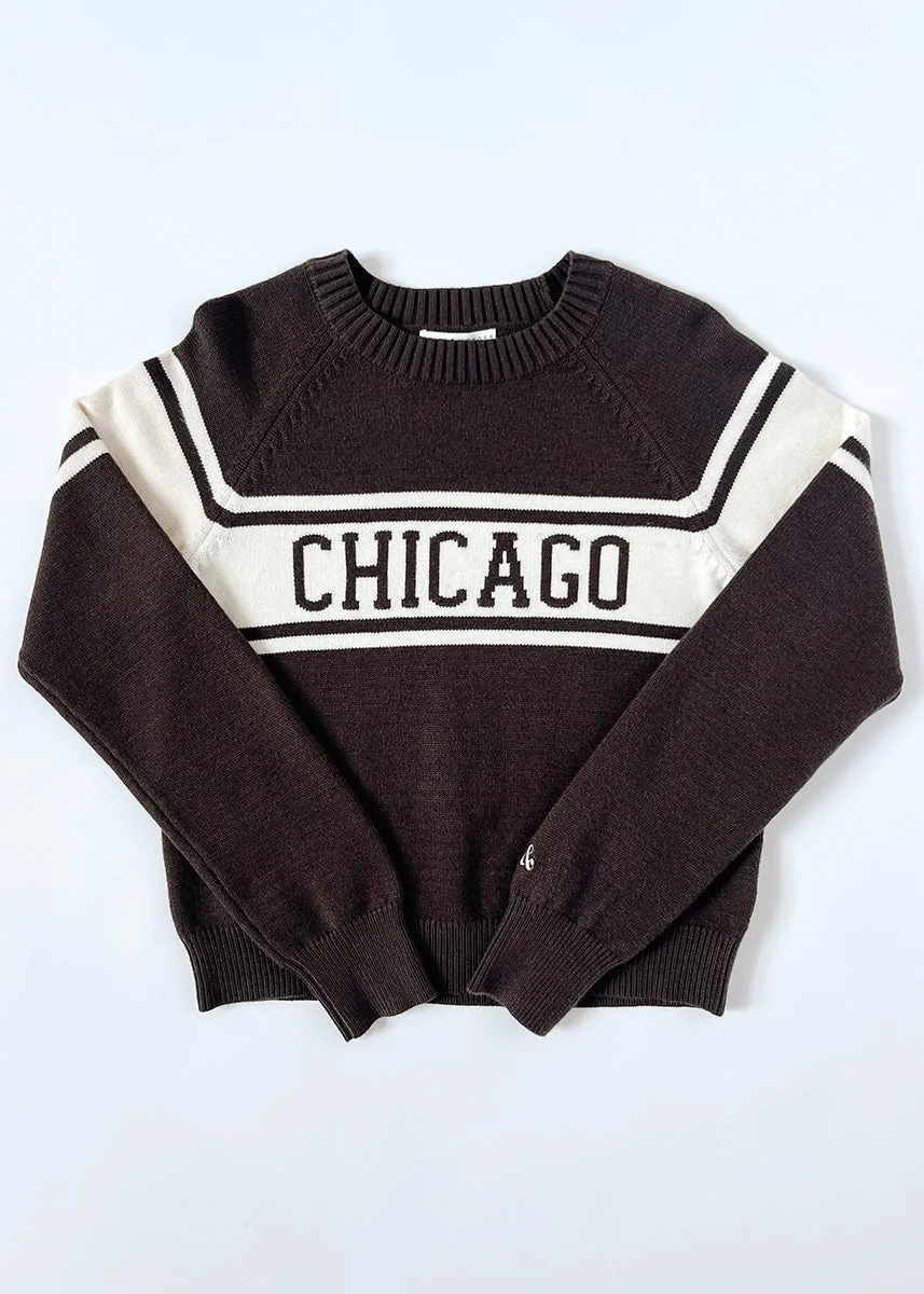 Chicago Varsity Block Stripe Sweater - Chocolate Turtleneck