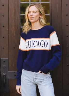 Chicago Vintage Block Stripe Sweater - Navy Sleek Performance Fit