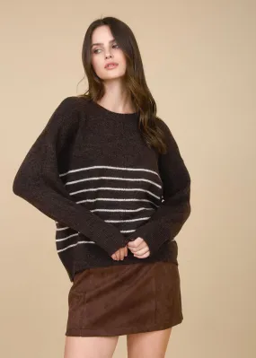 Cozy Knit Style Felix Striped Sweater - Brown