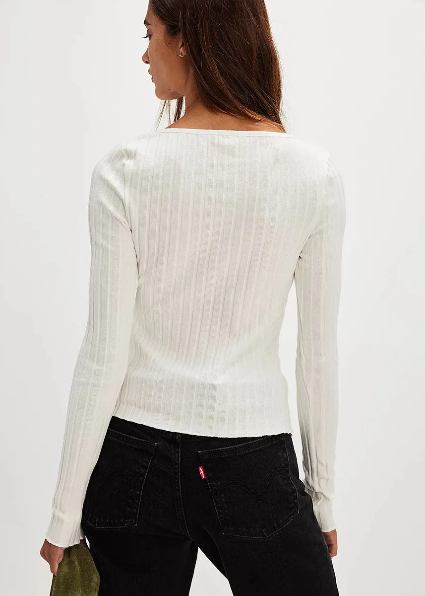 Knitwear Look Tilly Long Sleeve Cardi - Ivory