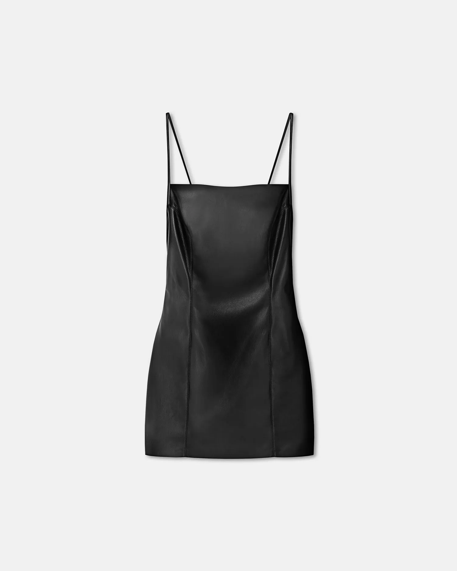 Jorie - Okobor? Alt-Leather Mini Dress - Black Flowy Cut