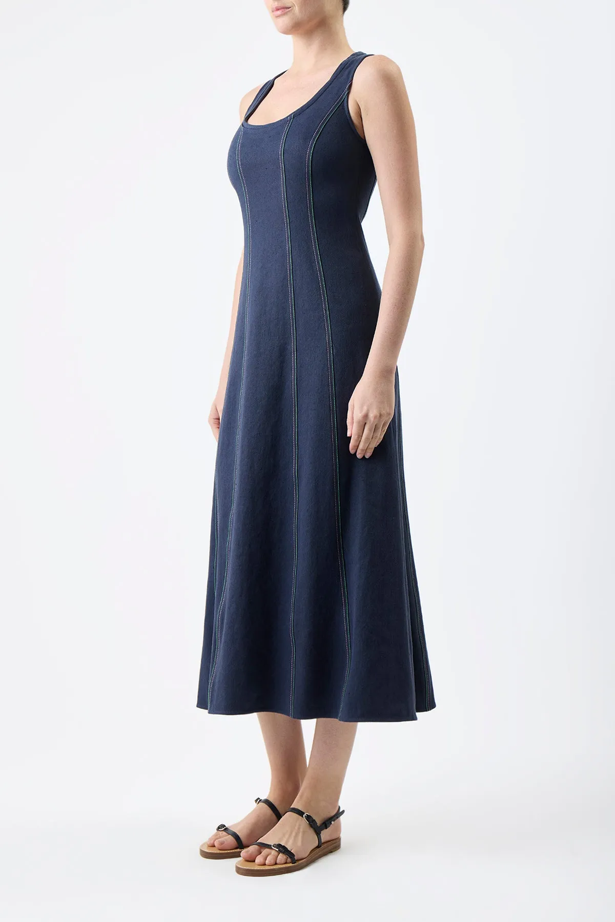 Tailored-fit Diaz Dress in Dark Navy Hemp Cotton