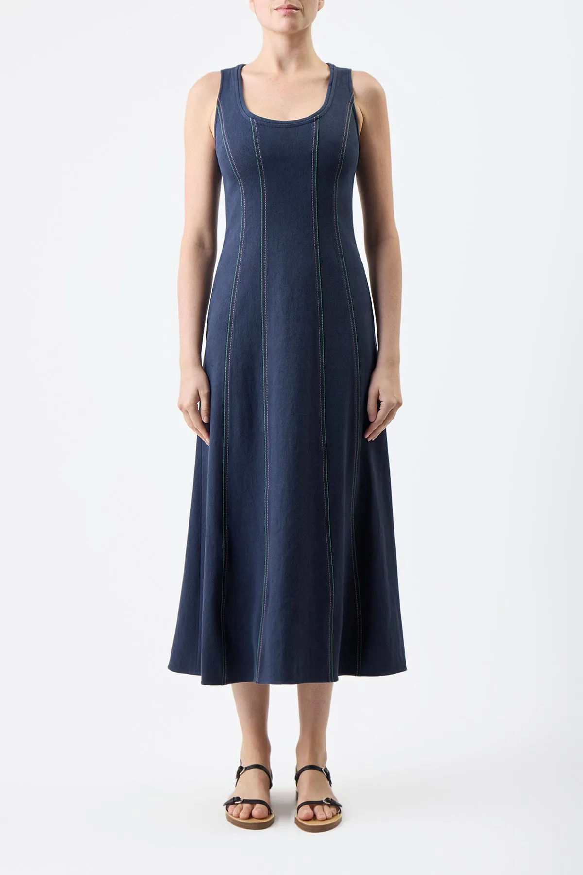 Basic essential Diaz Dress in Dark Navy Hemp Cotton