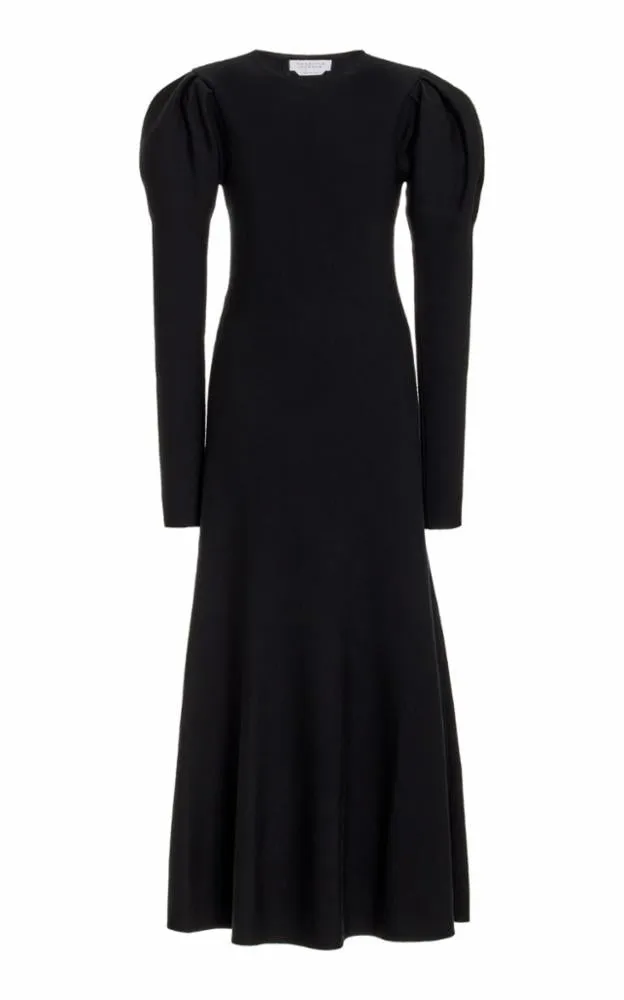 Hannah Knit Maxi Dress in Black Merino Wool Cashmere Trend Movement