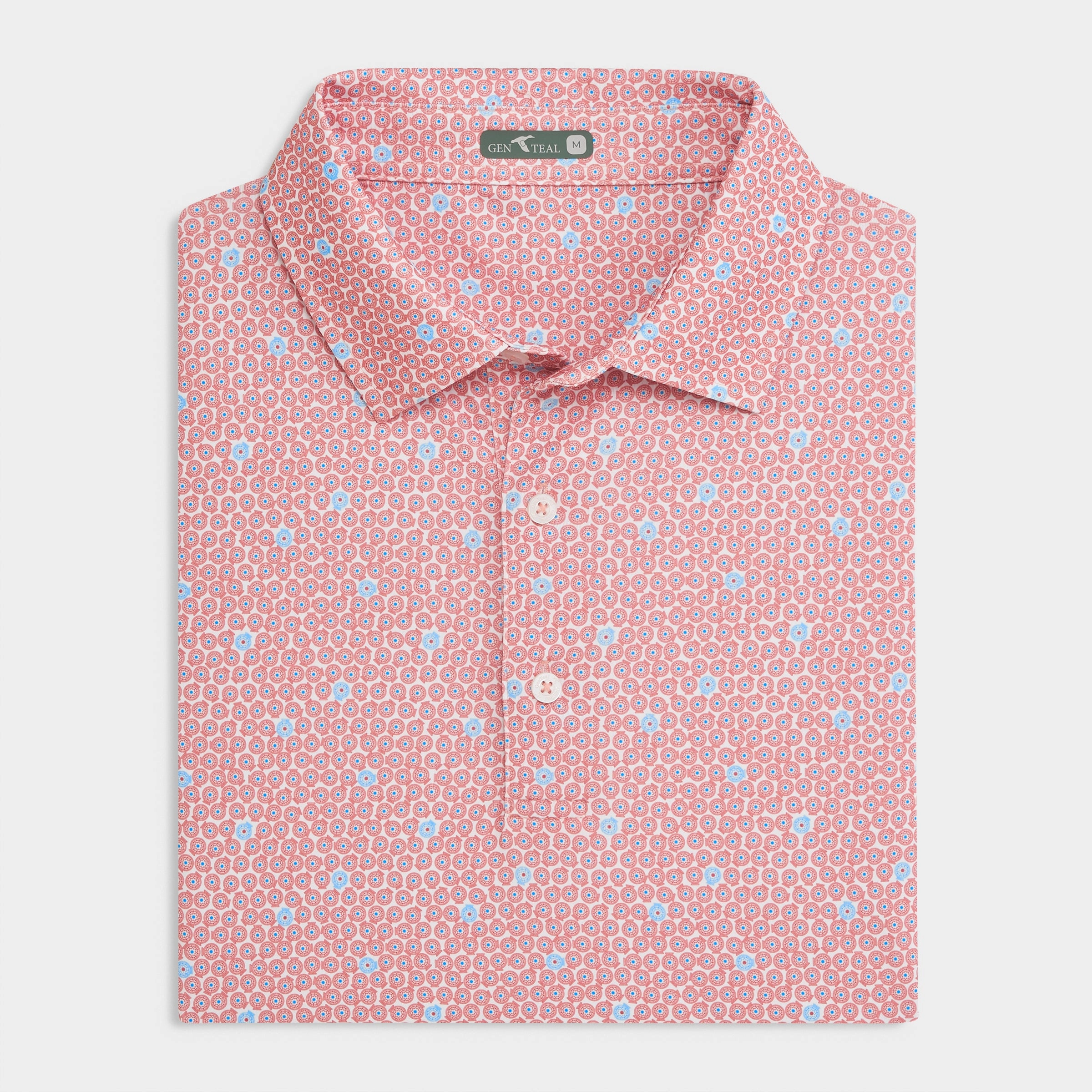 Reels Printed Performance Polo Functional Shirt Four Button Placket