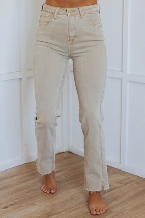 Natural Fit Sporty Comfort Nayla Risen Jeans - Sand