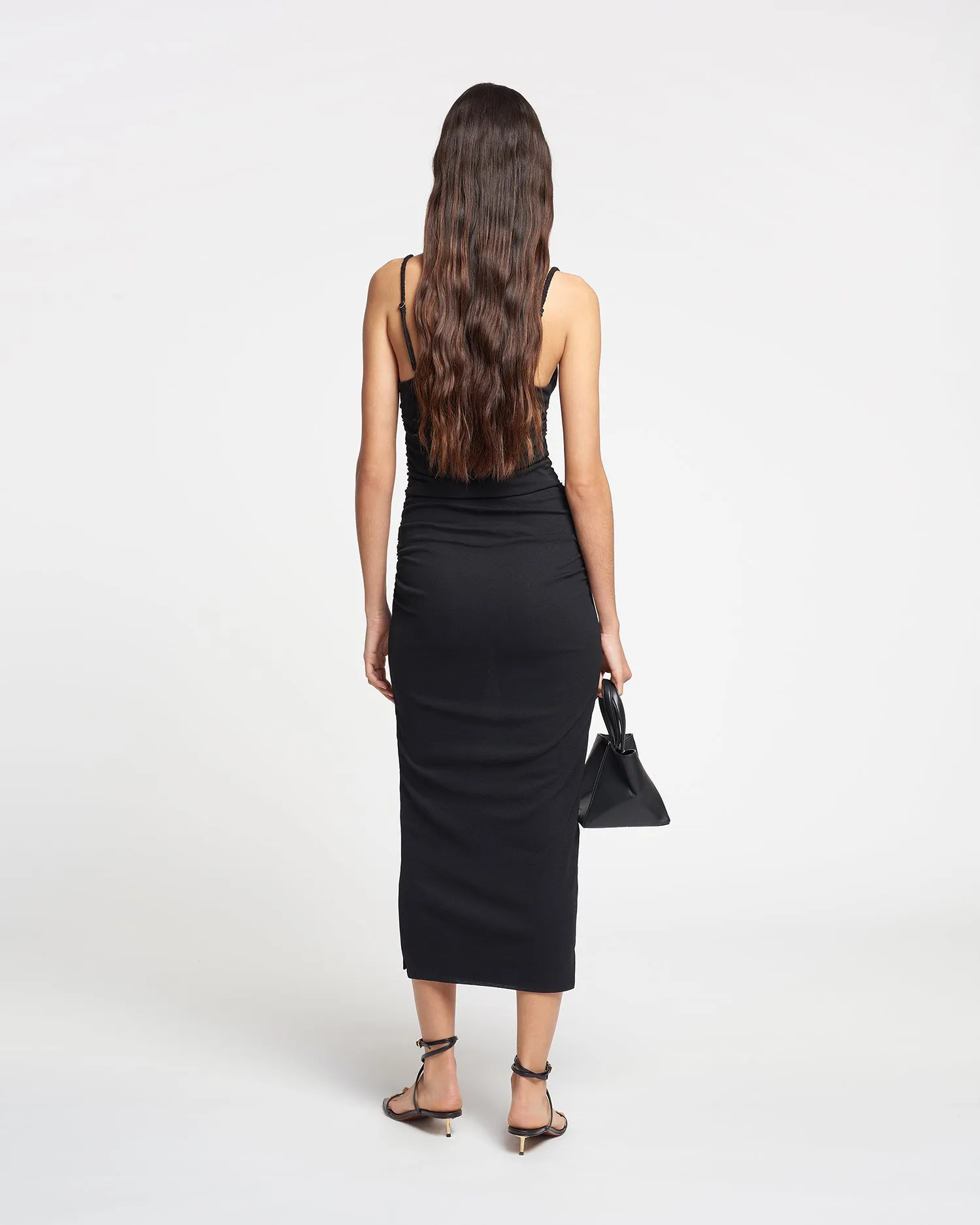 Casual and Comfy Alexa - Mesh Jersey Midi Dress - Black