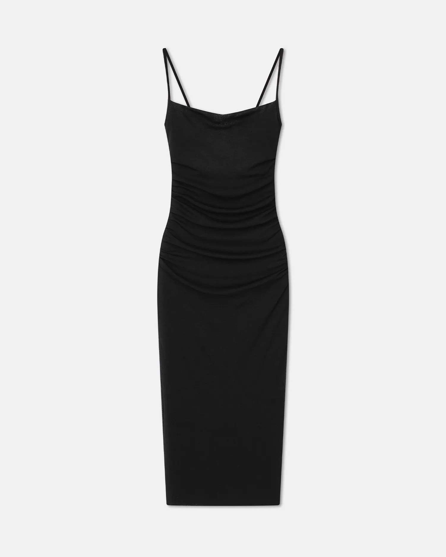 Evening Tone Minimal Core Alexa - Mesh Jersey Midi Dress - Black
