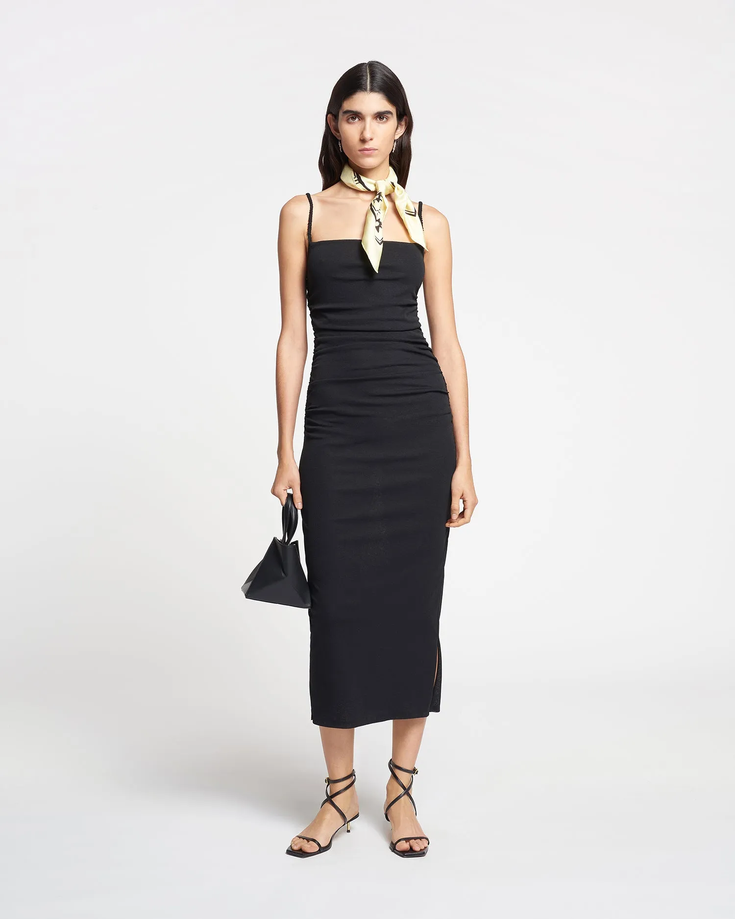 Smooth-Lining Alexa - Mesh Jersey Midi Dress - Black