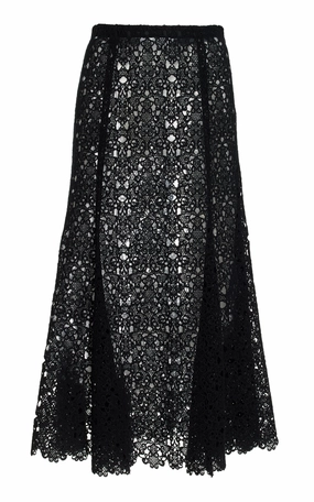 Trendy Mood Effortless Feel Florence Maxi Skirt in Black Cashmere Lace