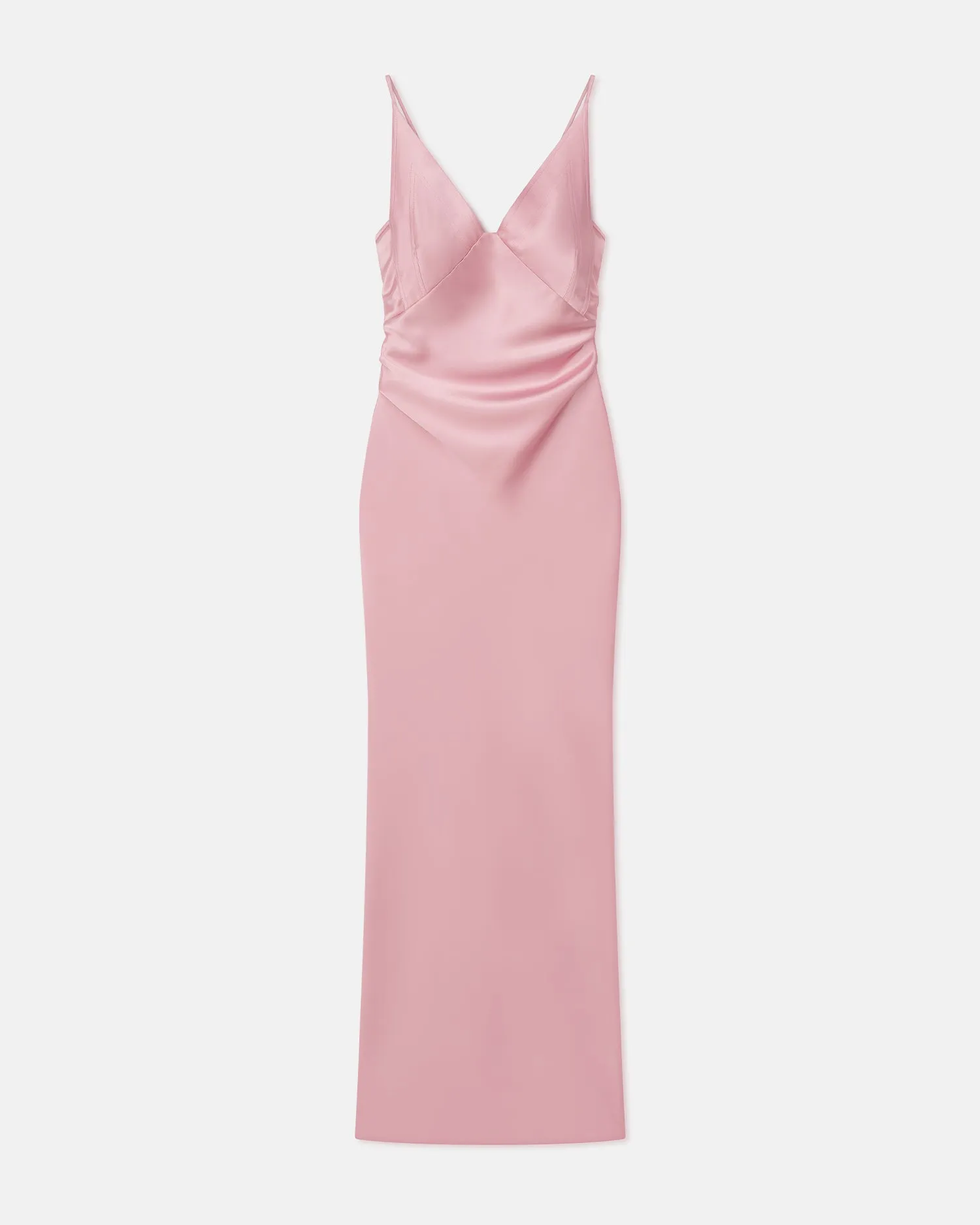 Coeus - Slip Satin Maxi Dress - Pink Minimal Mood Soft Material