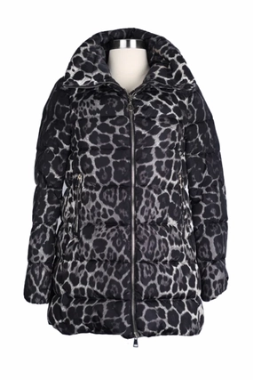 HighVisibility Trims All Season Adaptability High Neck Leopard Print Down Parka