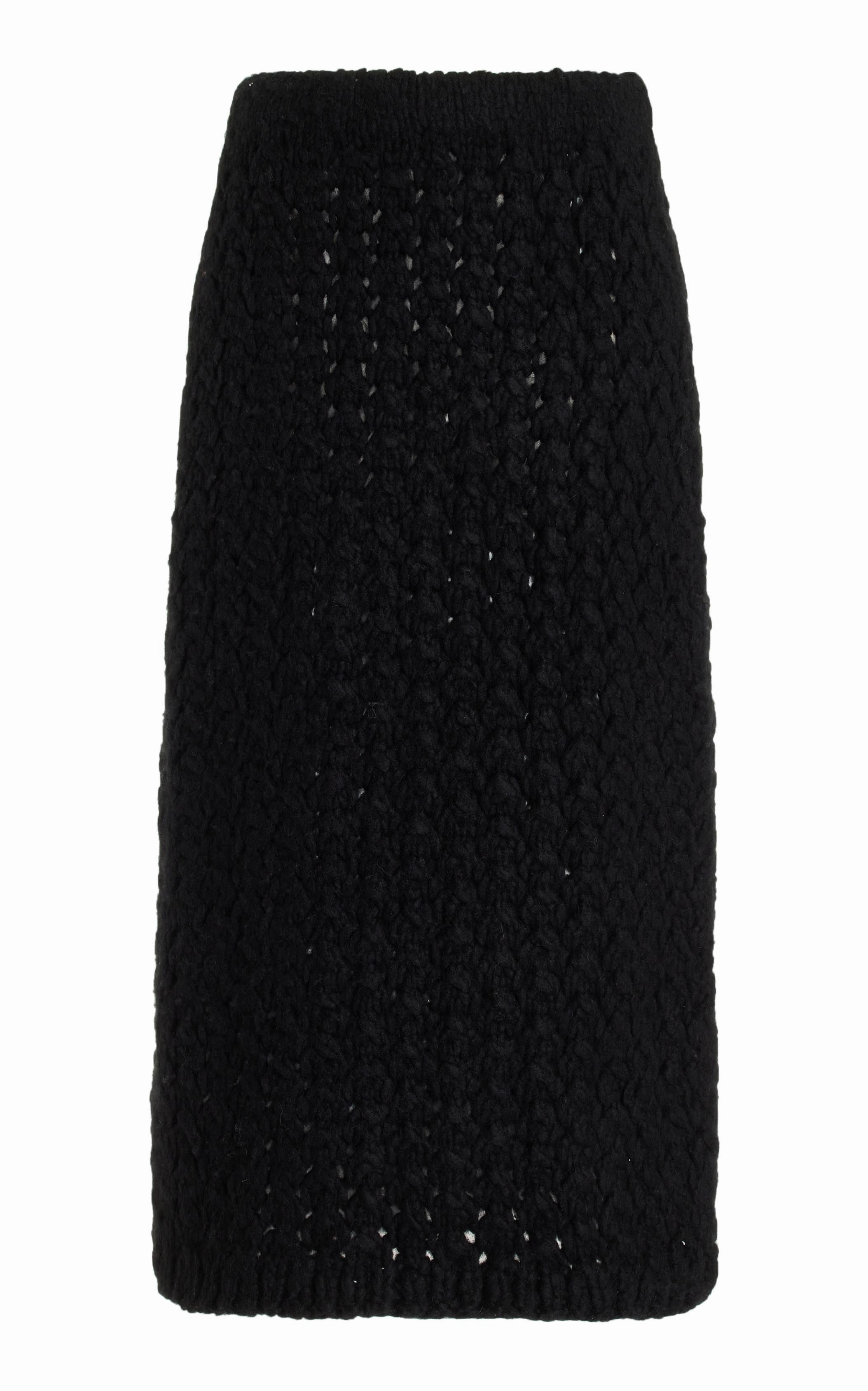 Collin Knit Midi Skirt in Black Welfat Cashmere Chic Look