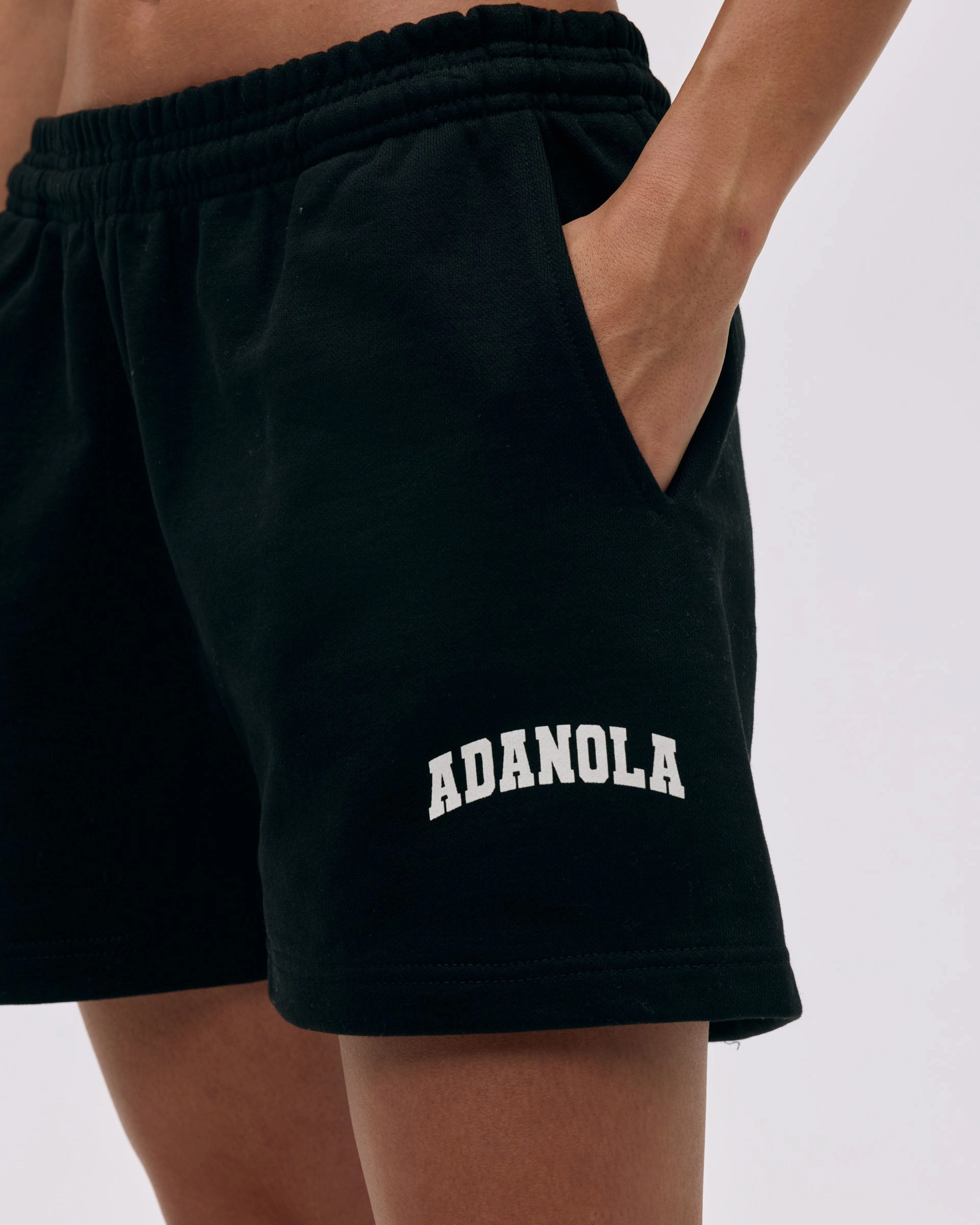 Versatile Design Varsity Sweat Shorts - Black/Marshmallow White