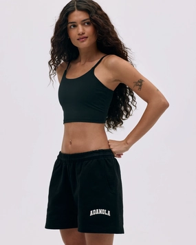 Varsity Sweat Shorts - Black/Marshmallow White Poolside Wear Flexible Gusset Design