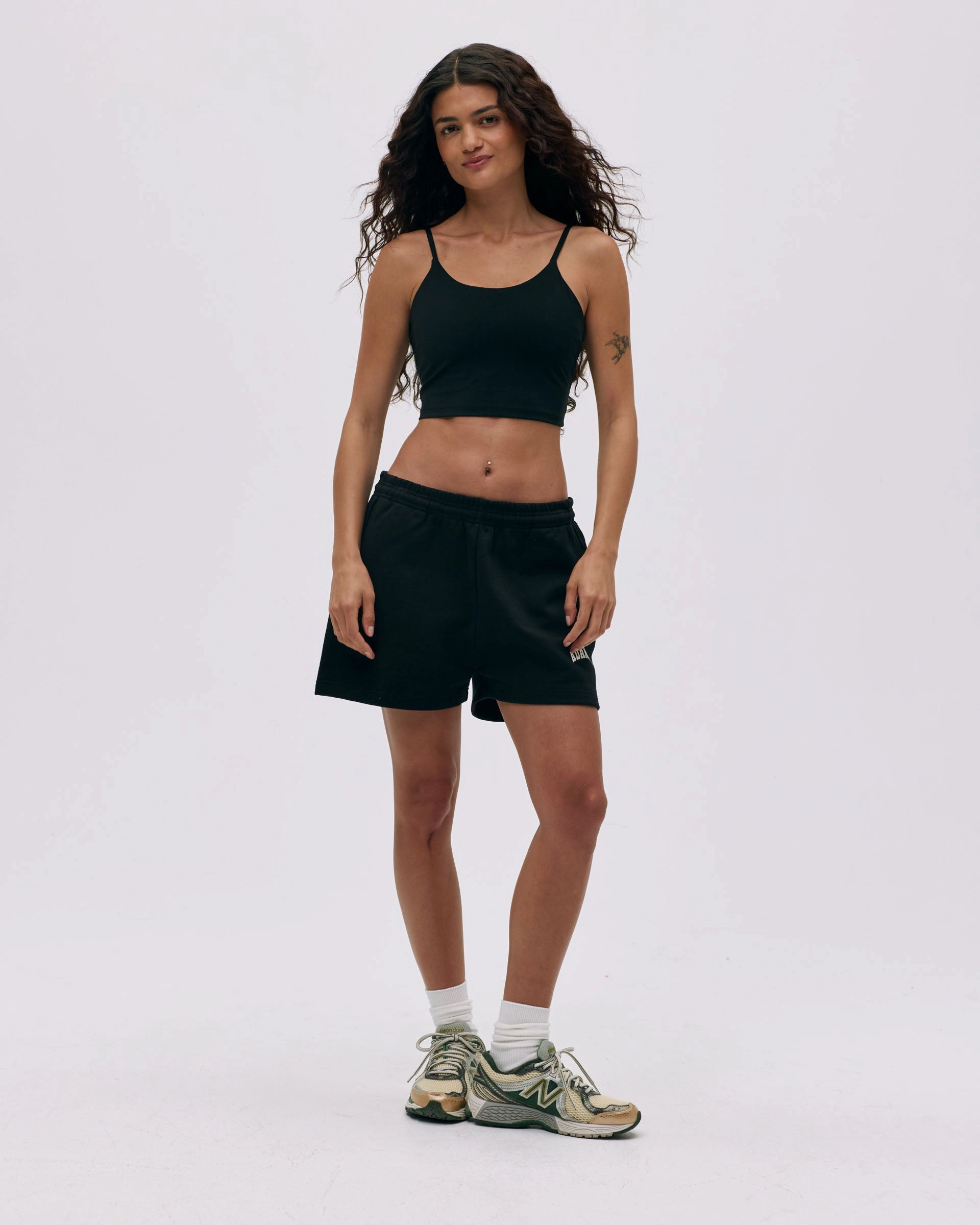 Artisanal Breezy Vibe Varsity Sweat Shorts - Black/Marshmallow White