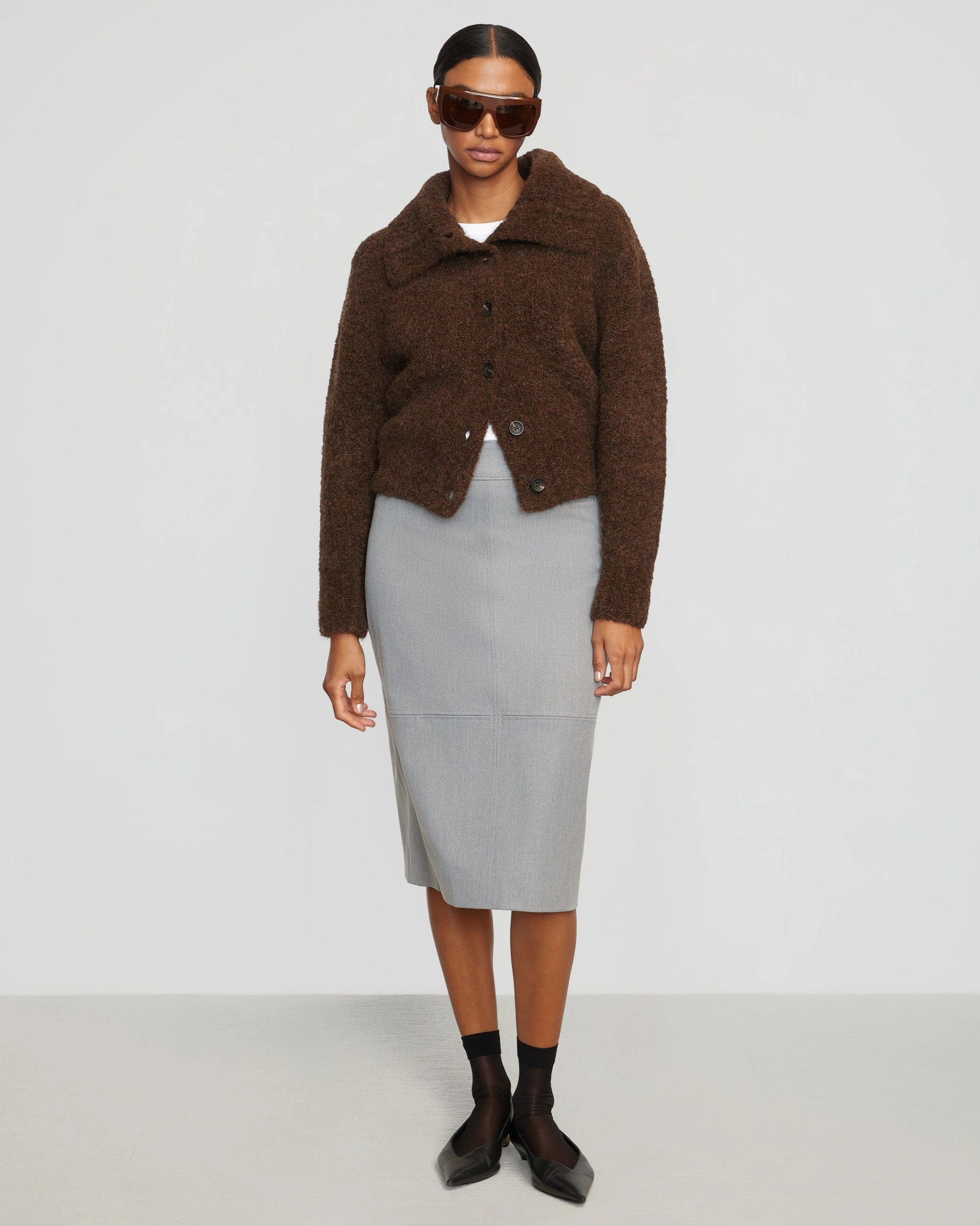 Yulia Back-Split Suiting Skirt Sharp Look