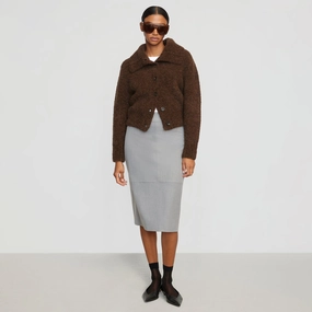 Yulia Back-Split Suiting Skirt Layered Hem