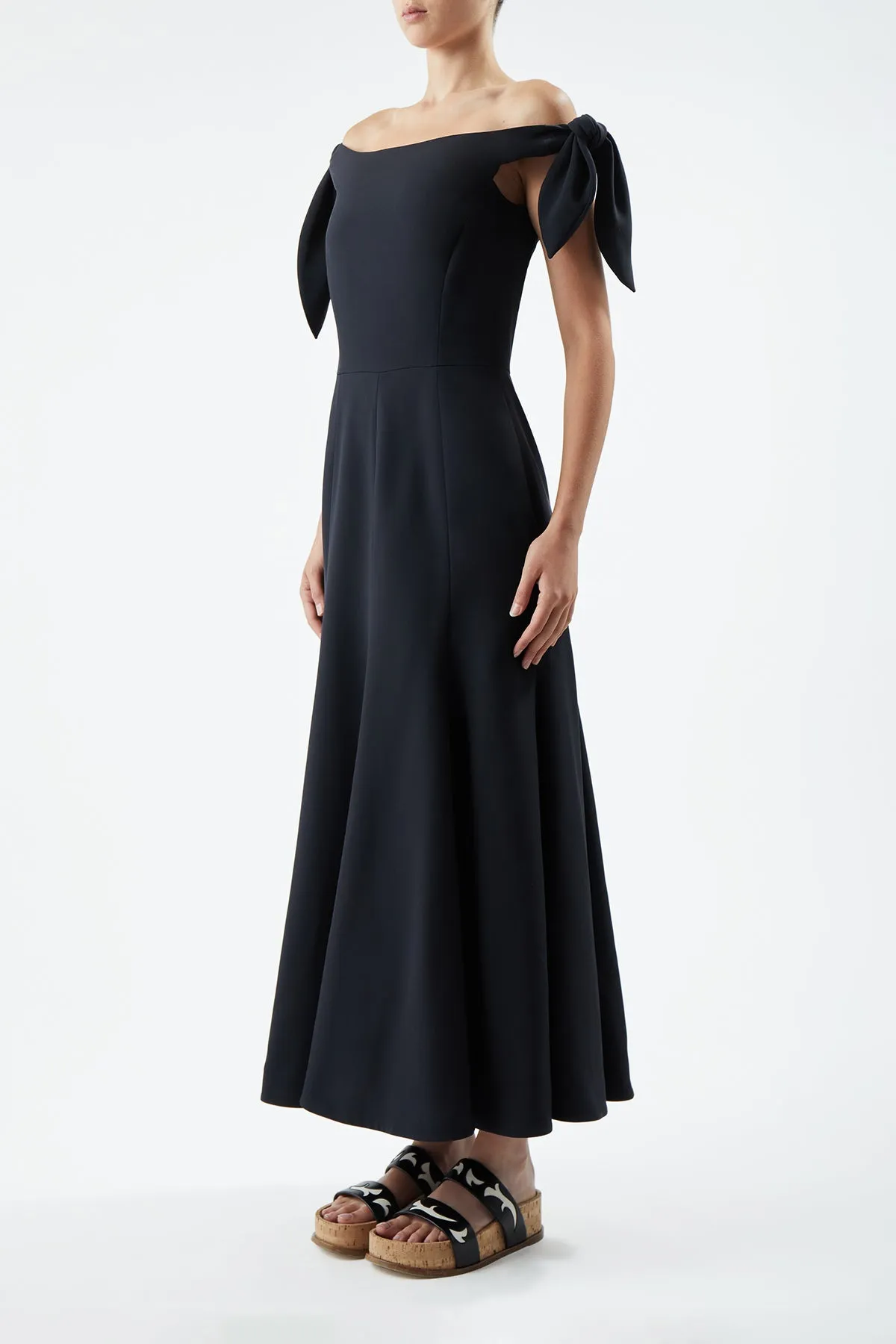 Stylish Appearance Relaxed day dress Eda Dress in Black Silk