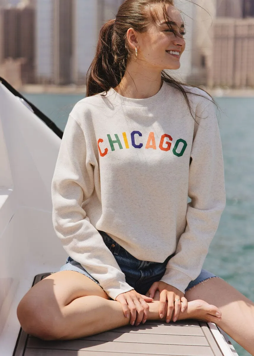 Soft Lining Cozy Vibes Sweet Home Chicago Sweatshirt - Heather Natural