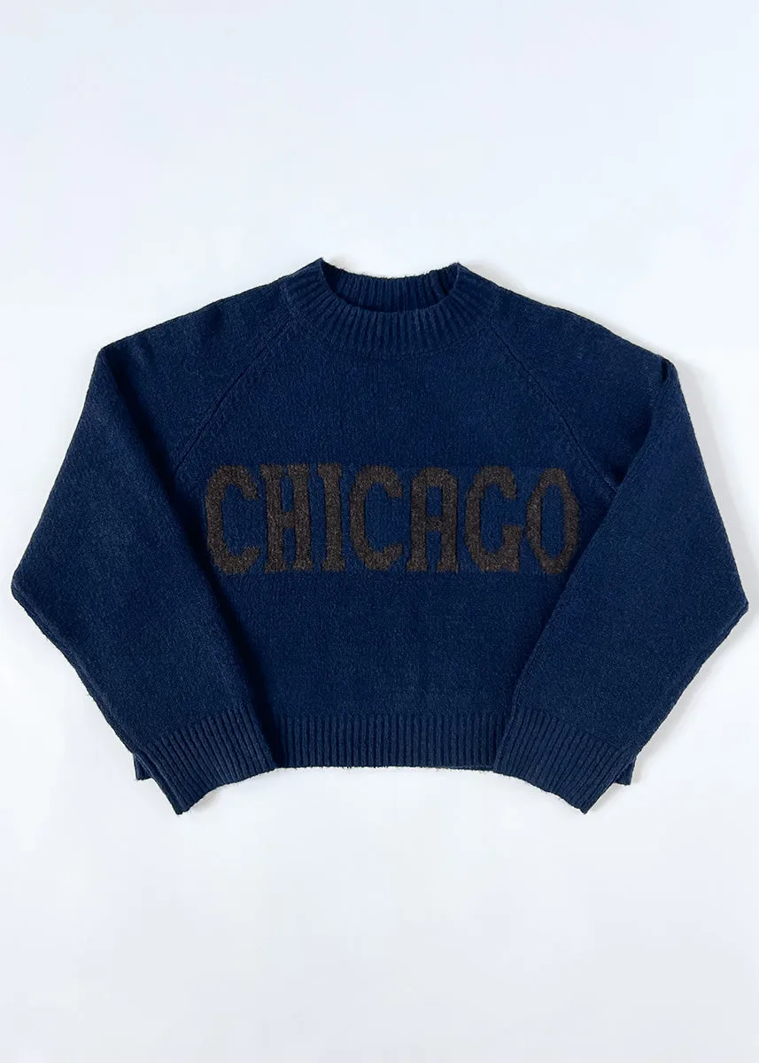Chicago Crop Sweater - Navy Sport Performance Soft Knitwear