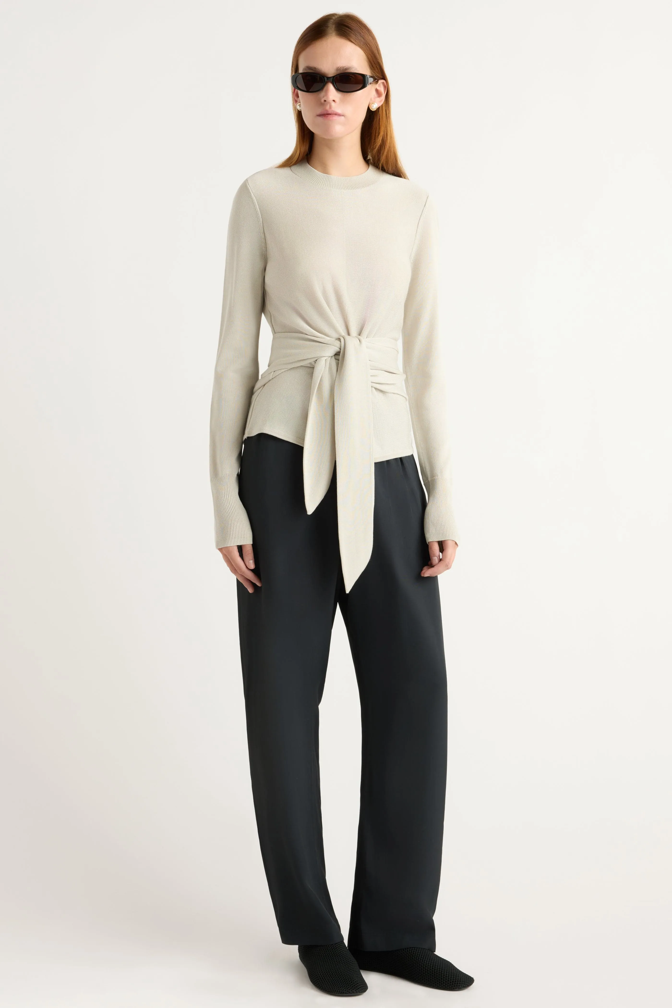 Robin Tie-Front Tencel-Wool Sweater Classic Winter