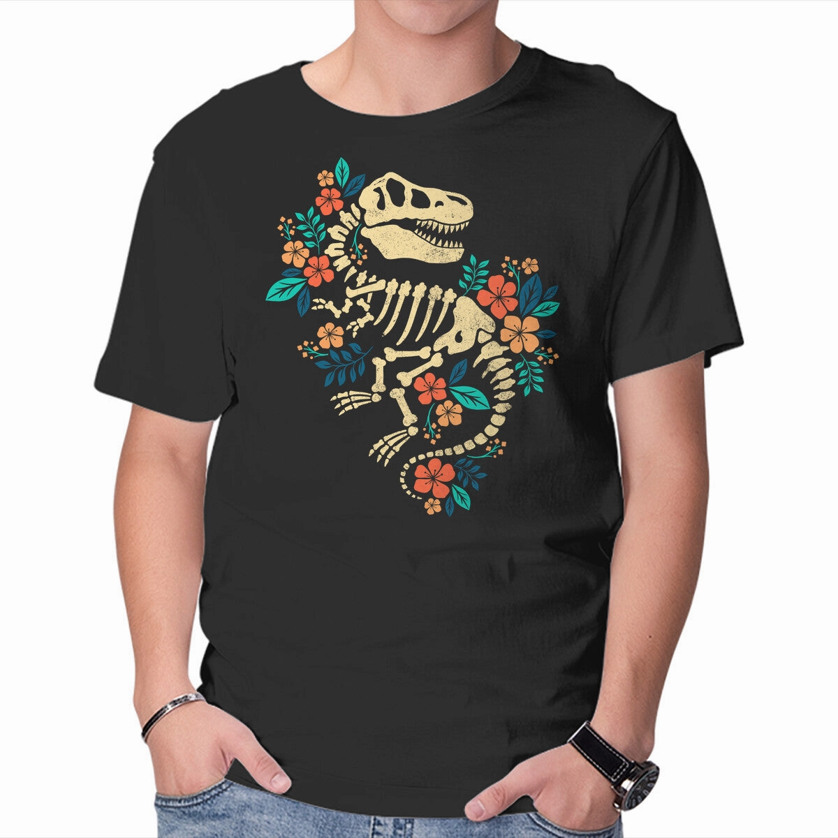 Flowered Dinosaur Fossil Timeless Fit Wear Resistant Fabric