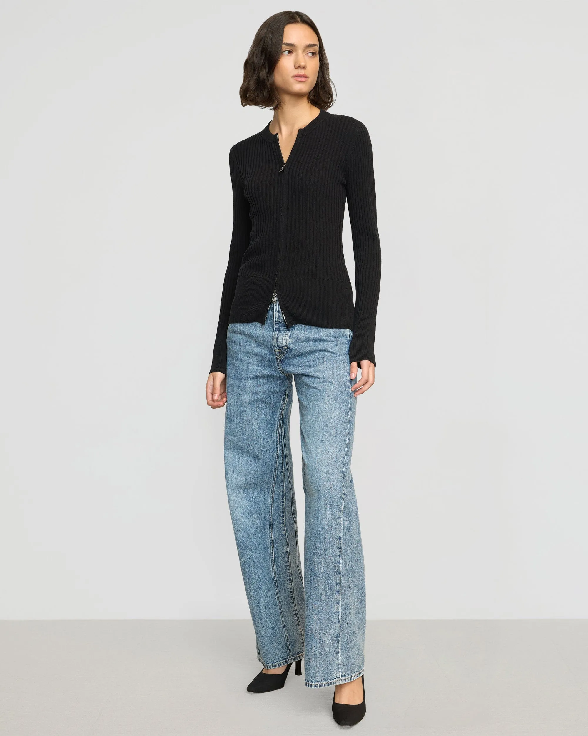 Chilly Fit Wear Sophisticated Layers Kayla Ribbed Two-Way Zip Sweater