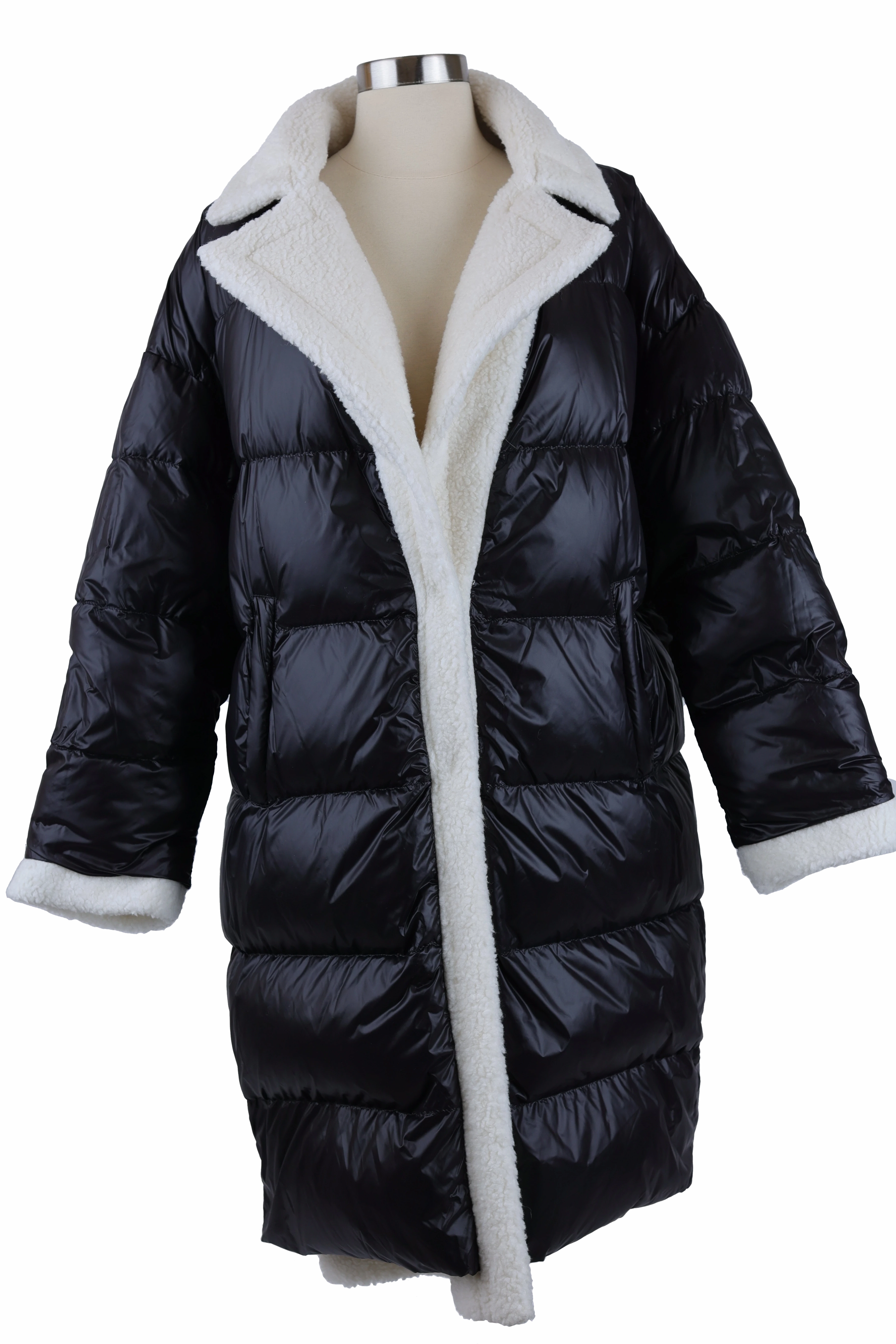 Emme Oversized Down Shearling Coat Scratch Resistant Zippers Water Based Coating