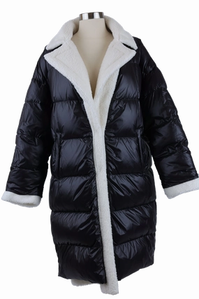 Emme Oversized Down Shearling Coat Scratch Resistant Zippers Water Based Coating