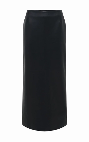 Manuela Midi Skirt in Black Soft Leather Everyday Essential