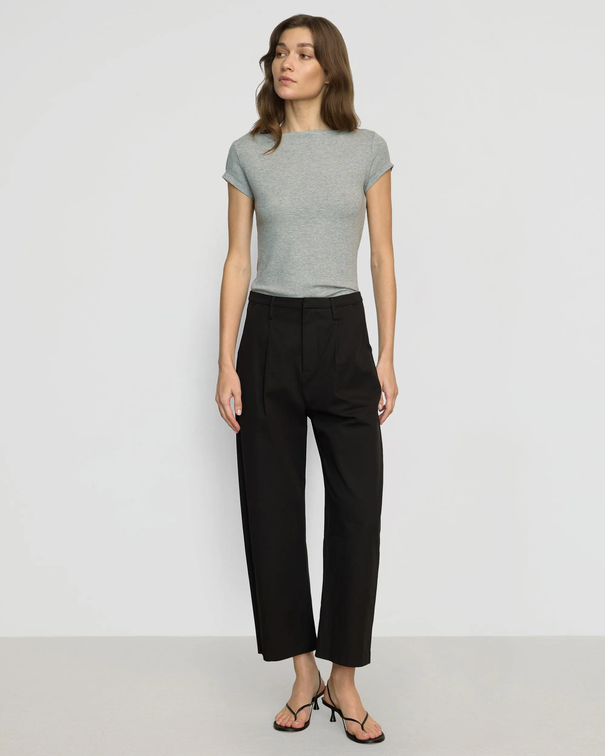 Zayna Ribbed Cap-Sleeve Tee Sleek And Stylish