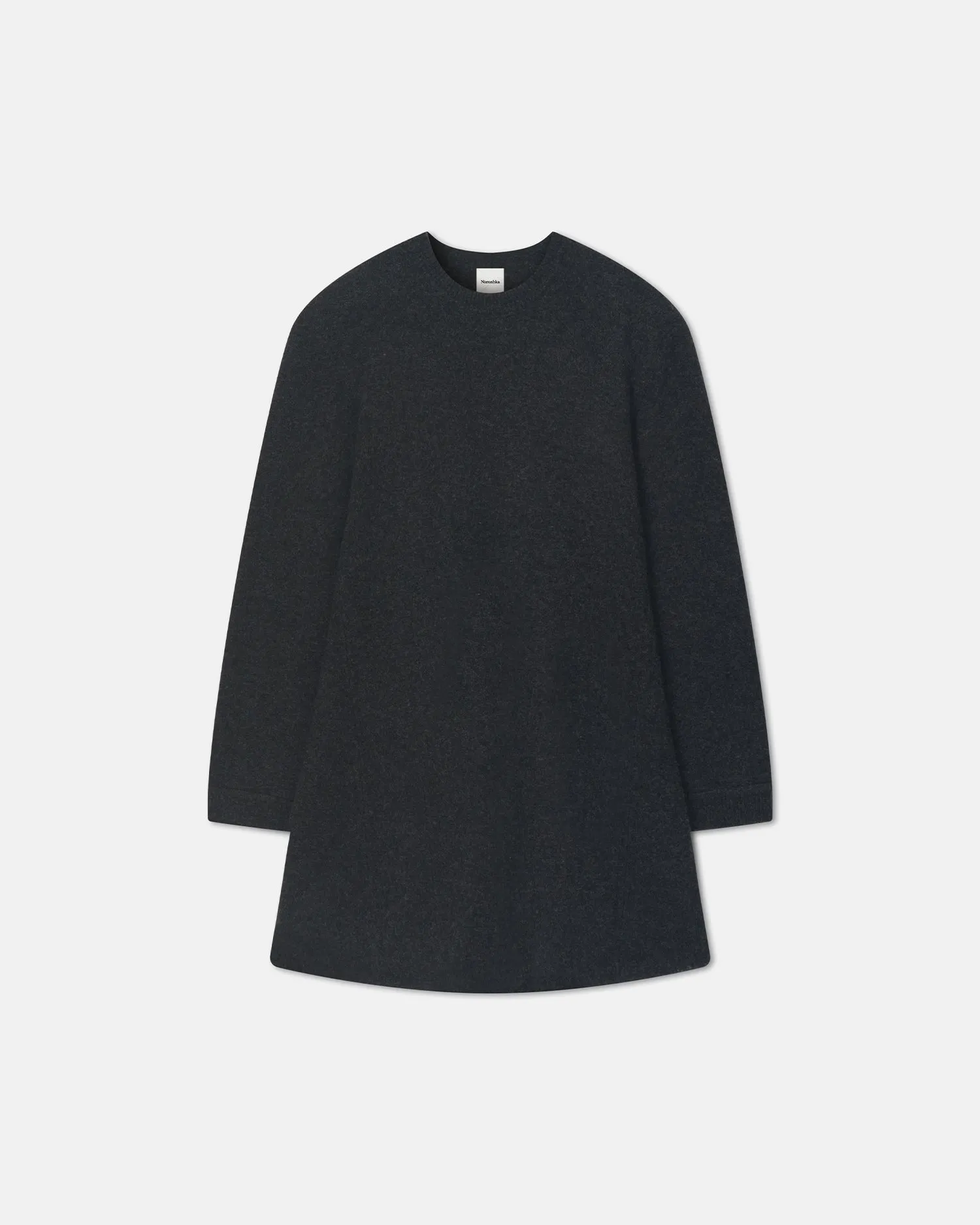 Cozy Layers Scandi Light Yetta - Overwashed Merino Mini Dress - Charcoal