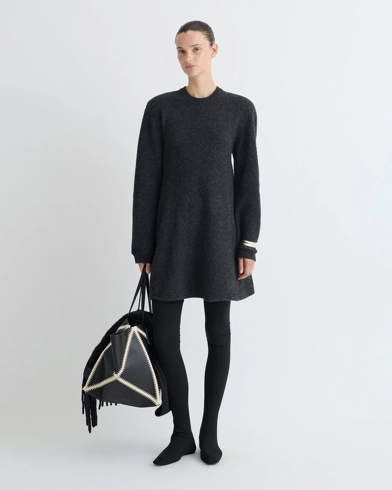 Yetta - Overwashed Merino Mini Dress - Charcoal Quick Layer