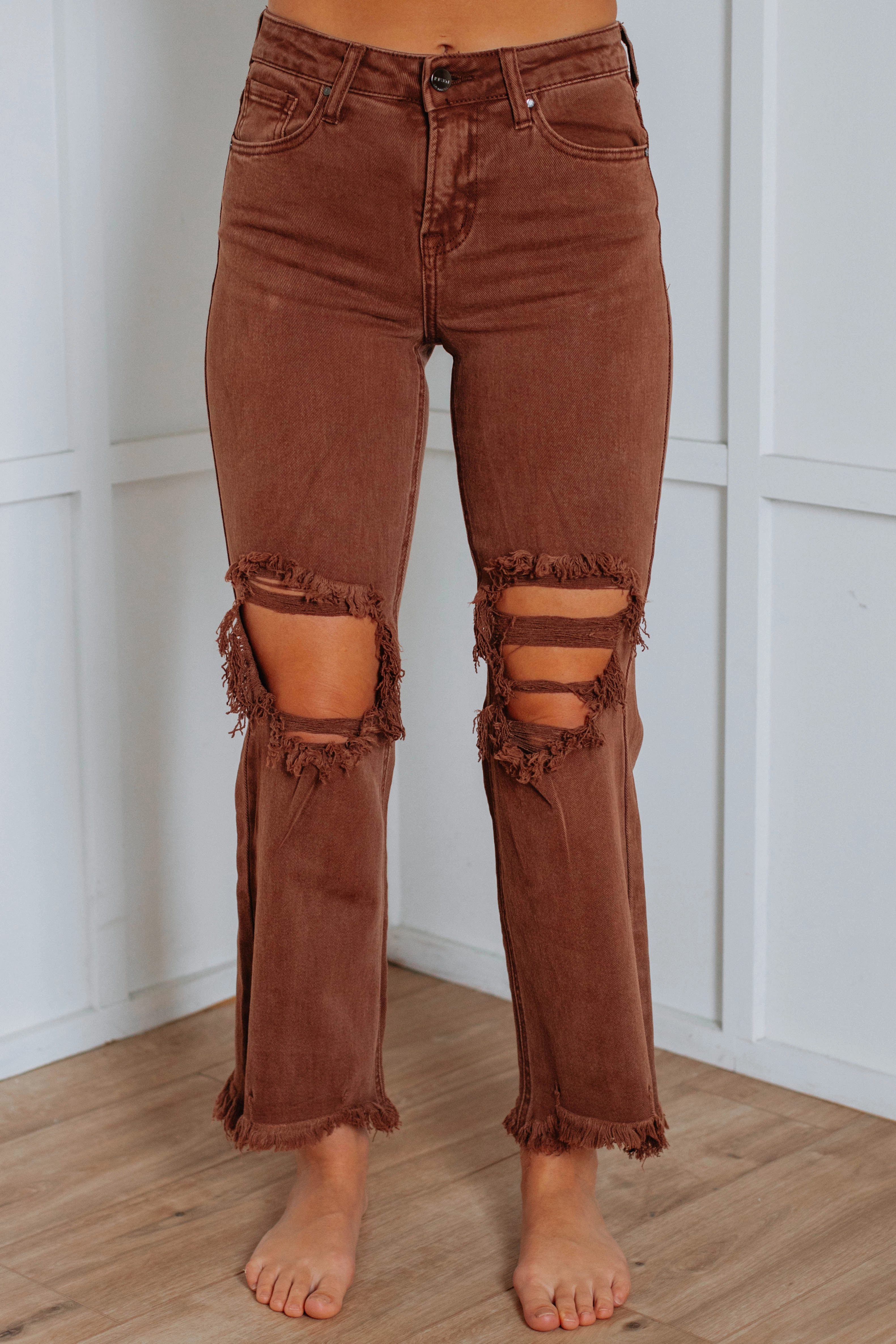 Vibrant Trendy Willow Risen Jeans - Espresso